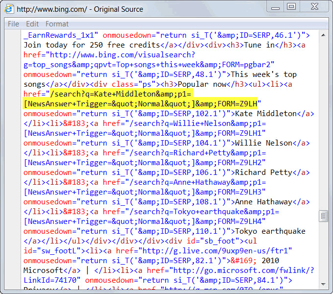 지금 인기 있는 Bing 검색 문자열