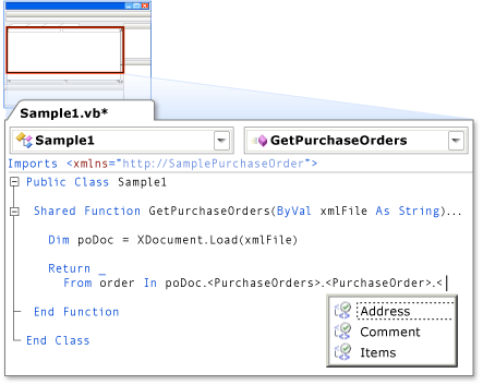 Visual Basic의 XML IntelliSense