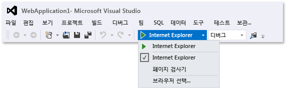 웹 브라우저 디버그 옵션 선택