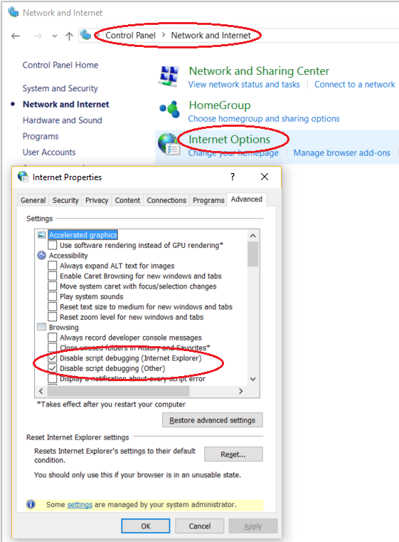 JIT Internet Options