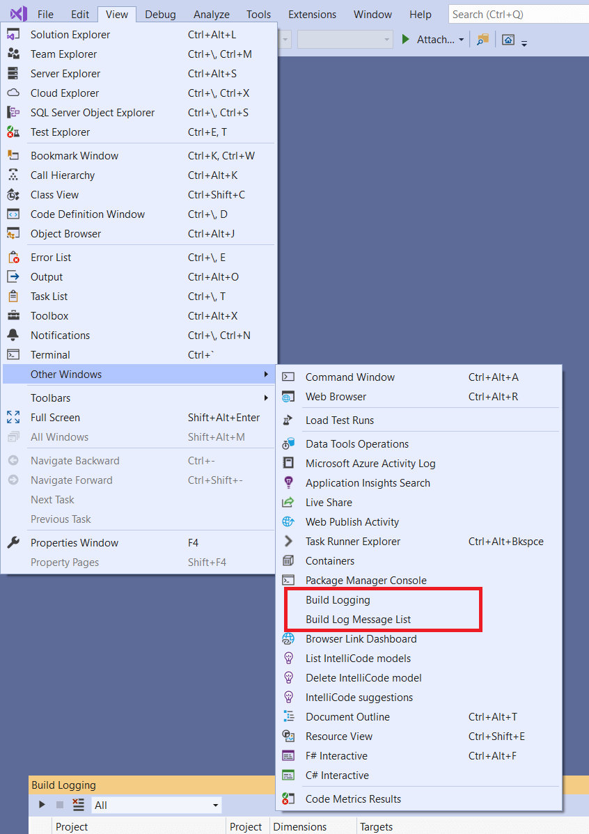 Other Windows menu