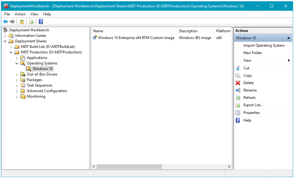 Screenshot of  deployment work bench.