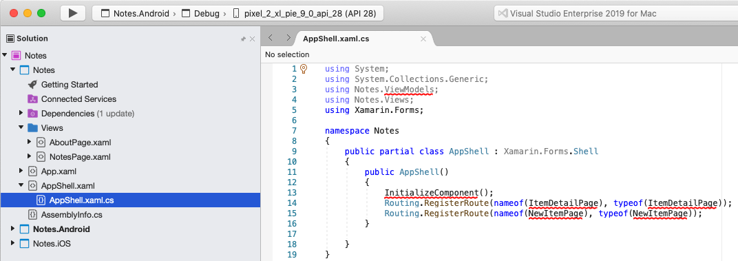 AppShell.xaml.cs 열기