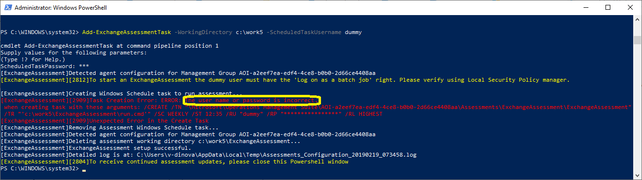 사용자 오류 메시지를 표시하는 PowerShell Windows.