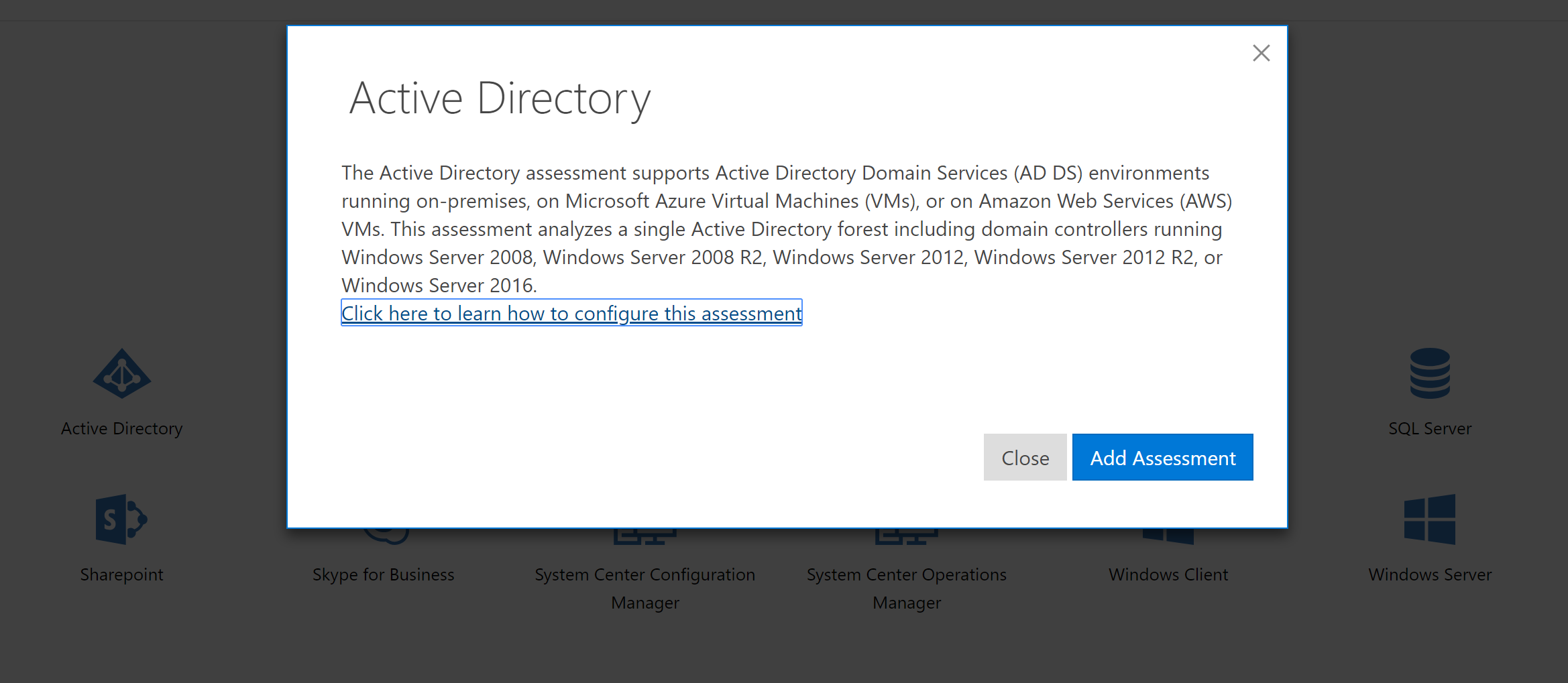 Entra ID 서비스 환경을 지원하기 위한 Active Directory 평가 설명.