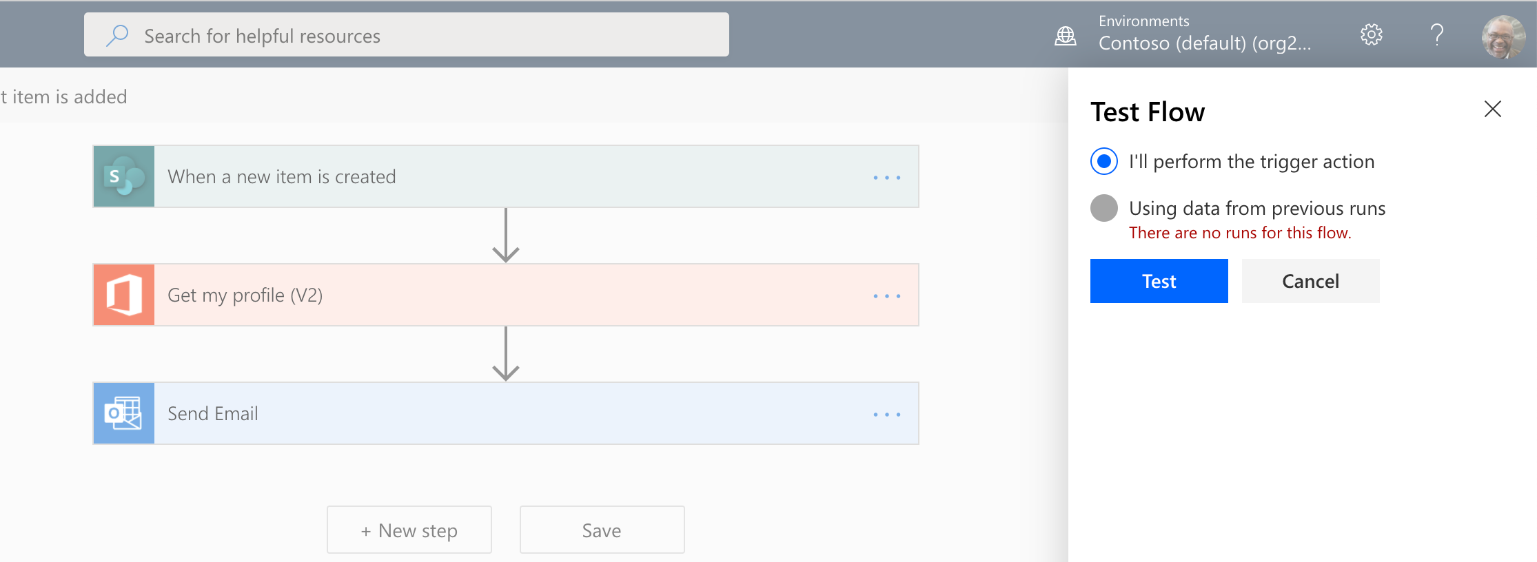 Flow designer - Test flow