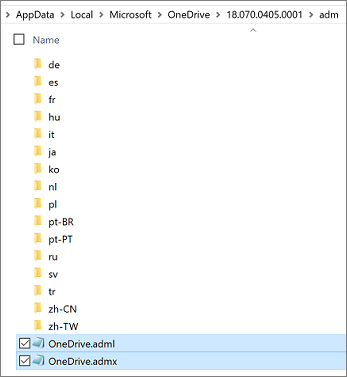 OneDrive 설치 디렉터리의 ADM 폴더