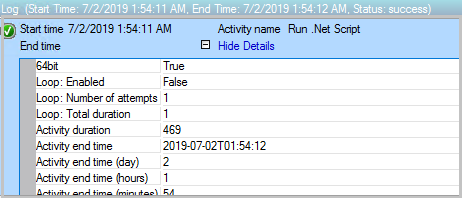 .NET 스크립트 작업 보기 스크린샷