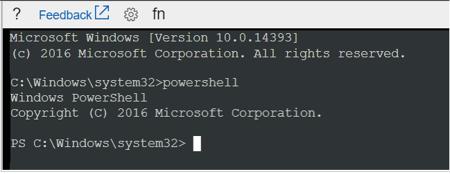 시작 PowerShell 명령의 출력 스크린샷.