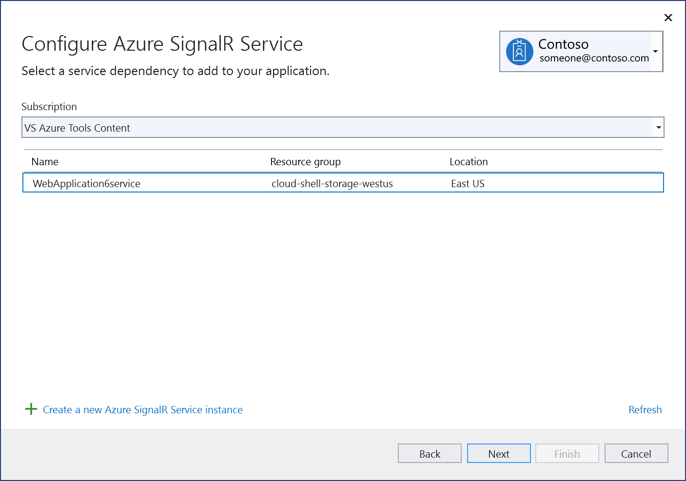 기존 Azure SignalR 구성 요소에 연결