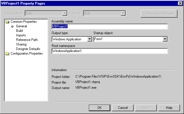 Visual Basic 속성 페이지