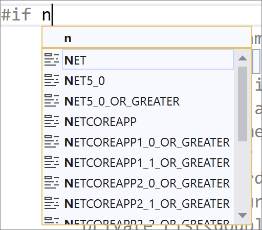 전처리기 기호의 IntelliSense 완성 기능