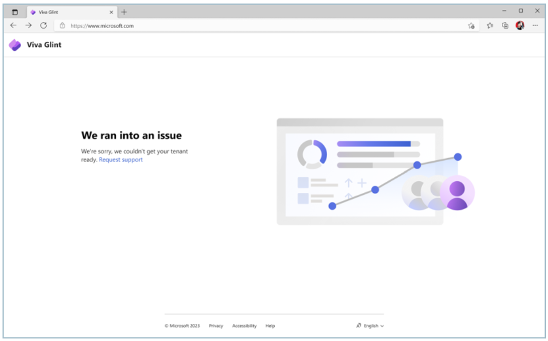 문제가 발생하는 Microsoft Viva Glint 테넌트를 표시하는 스크린샷
