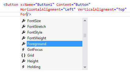 XAML 1부의 Intellisense