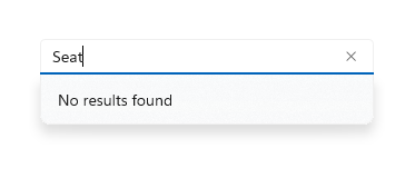 검색 결과가 없는 자동 제안 상자의 예