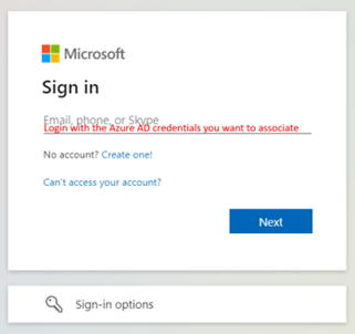 테넌트용 Azure AD 자격 증명을 사용하여 로그인해야 하는 Microsoft 파트너 센터 로그인 대화 상자를 보여 주는 스크린샷입니다.