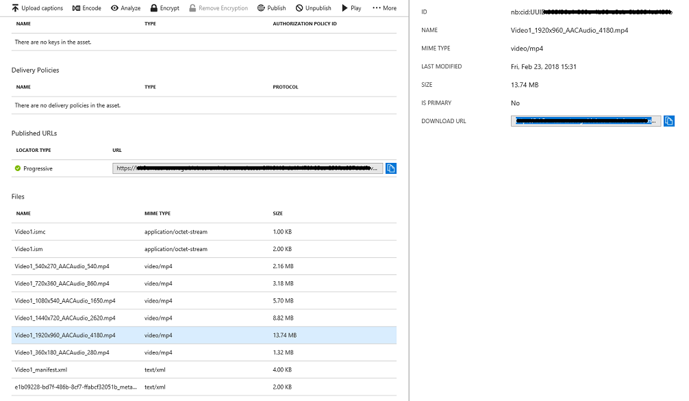 Microsoft Azure Files 섹션의 스크린샷.