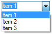 세 개의 드롭다운 항목이 있는 간단한 콤보 상자의 스크린샷
