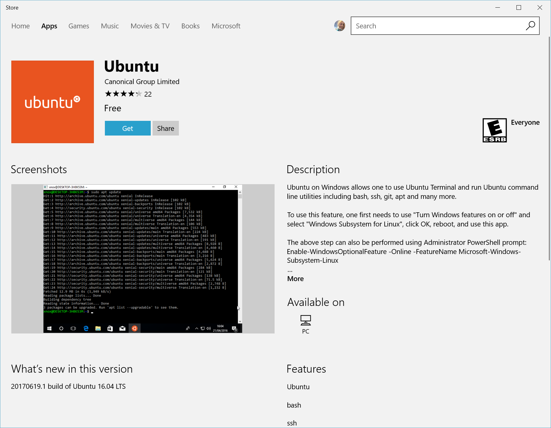 Microsoft Store의 Linux 배포