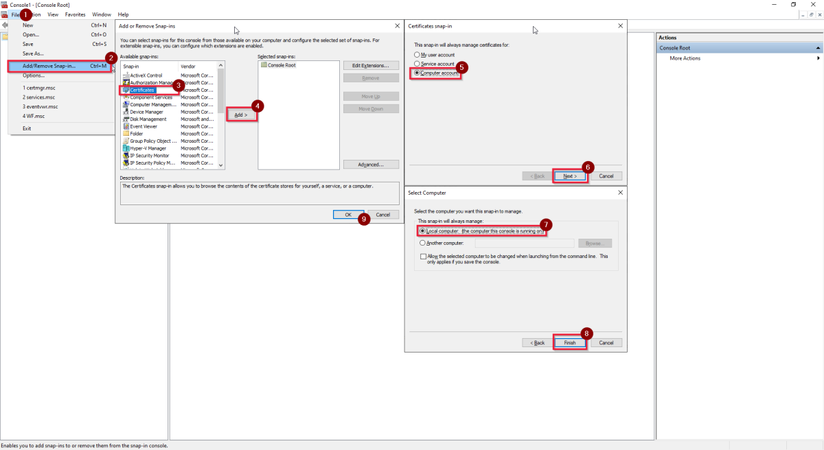 Screenshot that shows the second step to add self-hosted IR service account to the private key permissions.