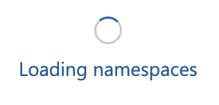 Screenshot of choosing a Kubernetes service connection authentication dialog stuck at loading namespaces.