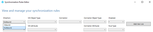 Screenshot of outbound synchronization rule.