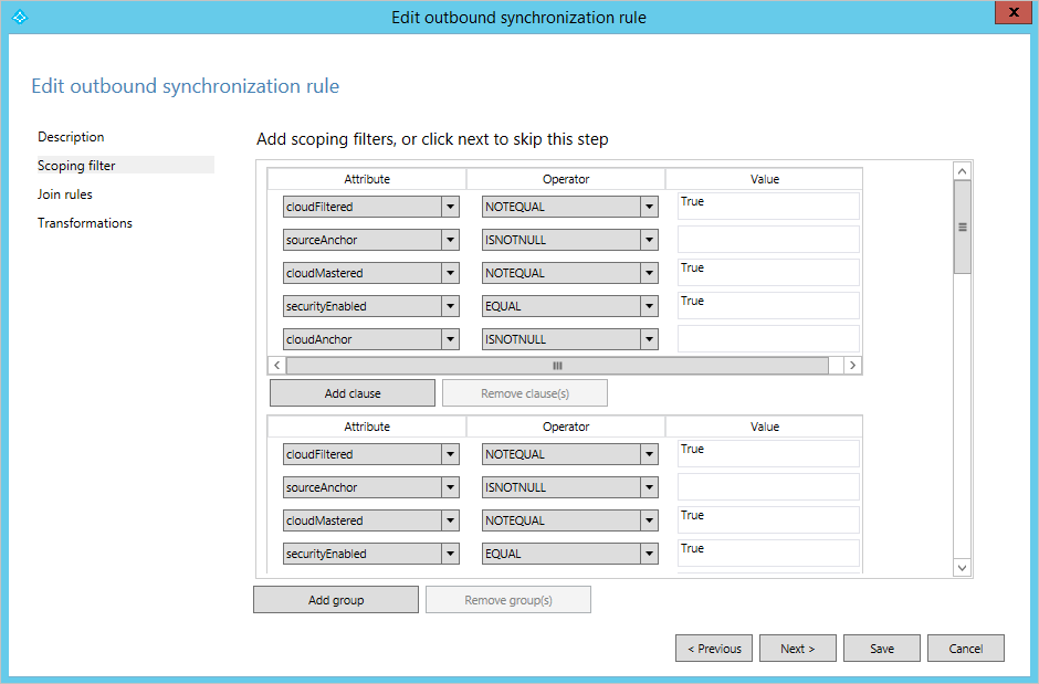 Scoping tab in Sync rule editor