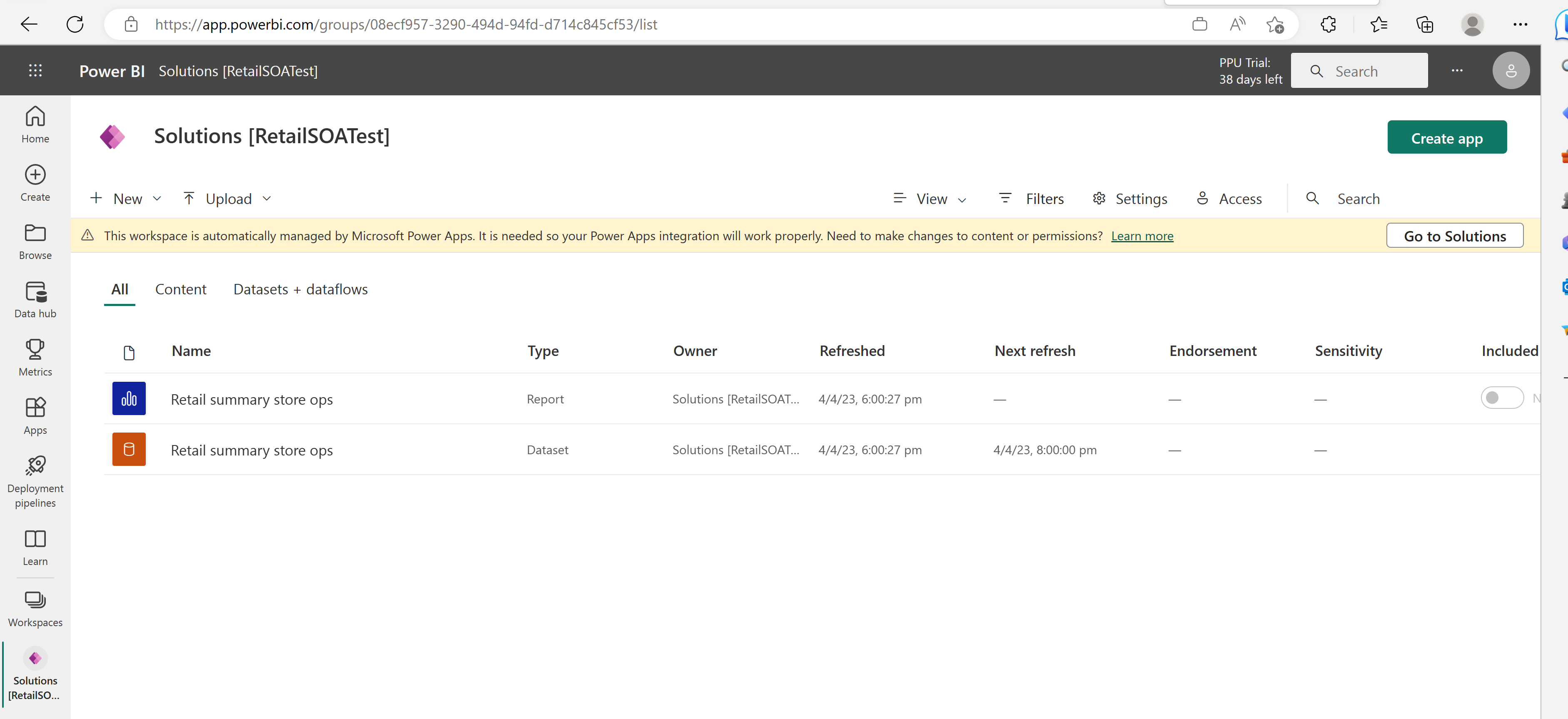 The image shows how to open the Power BI report.