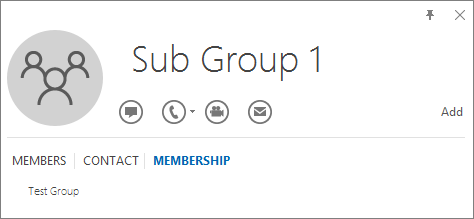 Medlemskap-fanen på Outlook-kontaktkortet.