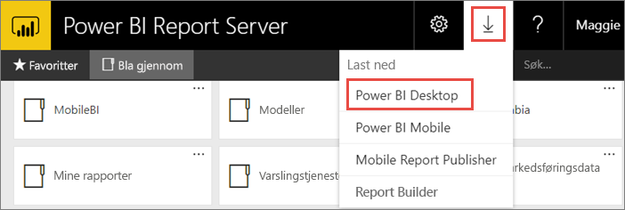 Download Power BI Desktop from the web portal