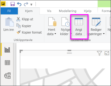 Skjermbilde av knappen på menylinjen for å angi data.