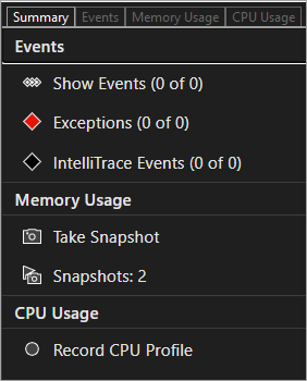 Screenshot of Diagnostics Tools Summary Tab.