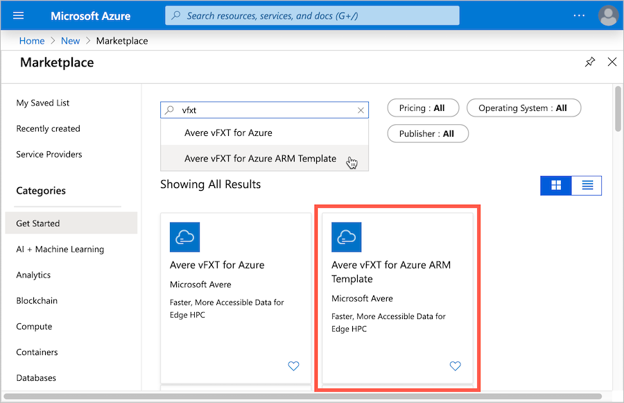 Okno przeglądarki z witryną Azure Portal z okruchami do stron nadrzędnych 