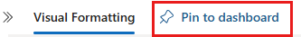 Zrzut ekranu przedstawiający kartę przypinania do pulpitu nawigacyjnego w internetowym interfejsie użytkownika usługi Azure Data Explorer.