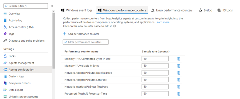 Zrzut ekranu przedstawiający interfejs wyboru licznika w witrynie Azure Portal.