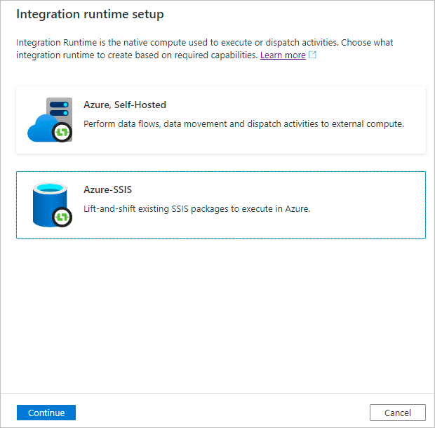 Określanie typu środowiska Integration Runtime