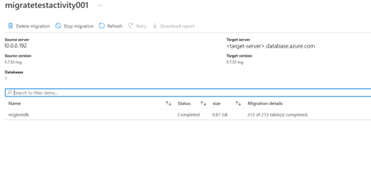 Zrzut ekranu przedstawiający stan migracji.