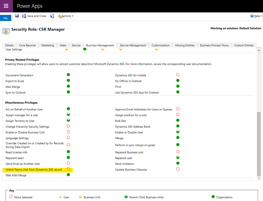 Odłącz czat w aplikacji Teams od rekordu usługi Dynamics 365.