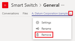 Usuń kartę aplikacji Dynamics 365.