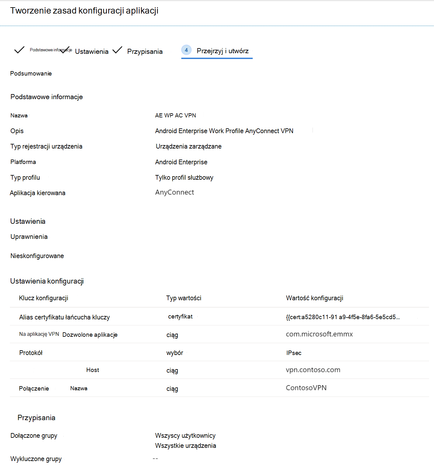 Przejrzyj zasady konfiguracji aplikacji przy użyciu usługi Configuration Designer Flow w Microsoft Intune przykładzie.