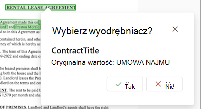 Zrzut ekranu przedstawiający pole Wybierz wyodrębniacz na stronie szczegółów wyodrębniacza.