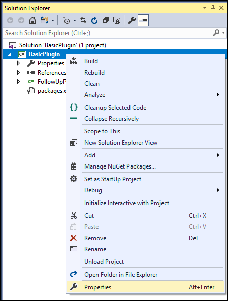 Open project properties.