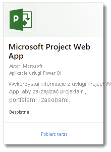 Zrzut ekranu przedstawia aplikację internetową Microsoft Project.