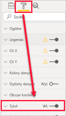 Zrzut ekranu przedstawiający okienko Format z ikoną pędzla do malowania i listą rozwijaną Tytuł.
