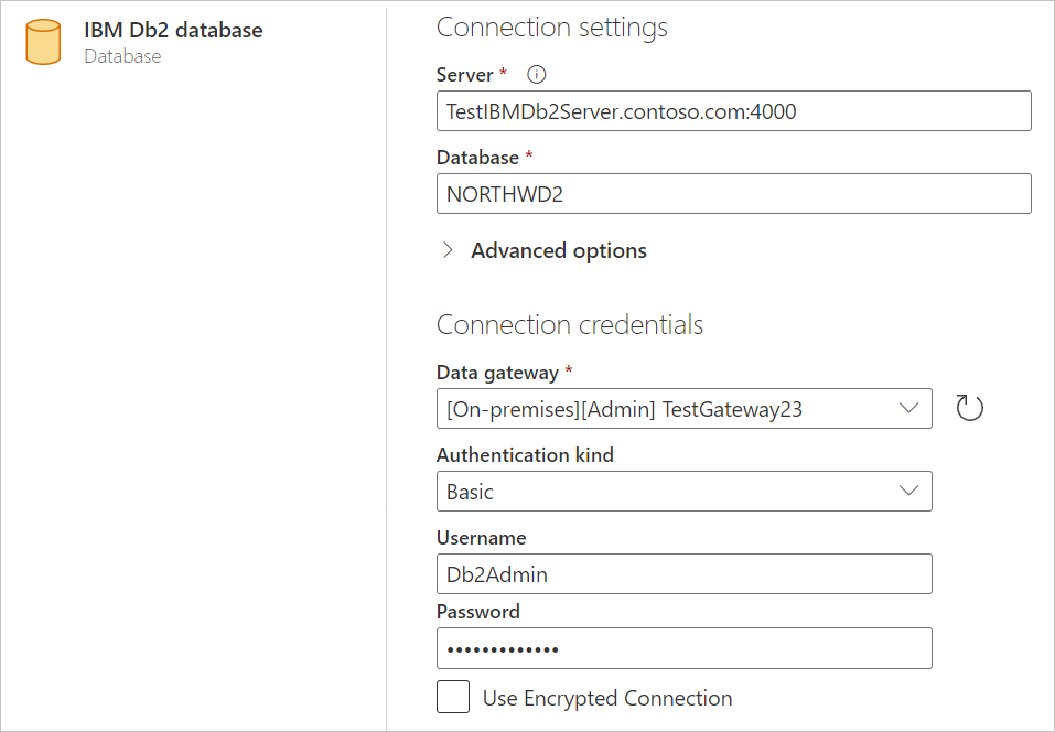 Nawiąż połączenie online z bazą danych IBM Db2.