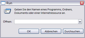 German Run dialog box