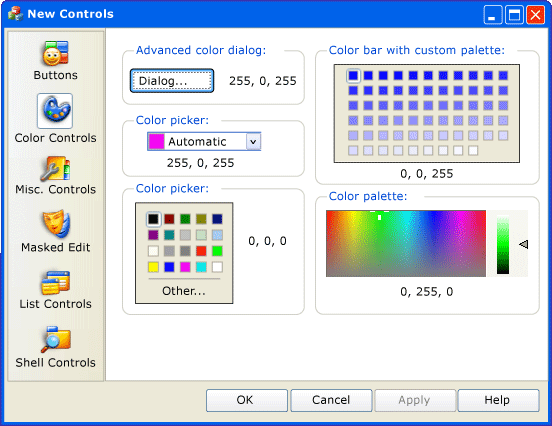 Kontrolki koloru CMFCPropertySheet