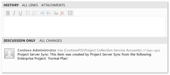 Historia i Project Server synchronizacji wiadomości