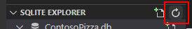 Zrzut ekranu przedstawiający przycisk Odśwież bazy danych na pasku tytułu eksploratora SQLite Explorer.