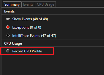 Włączanie użycia procesora CPU w narzędziach diagnostycznych